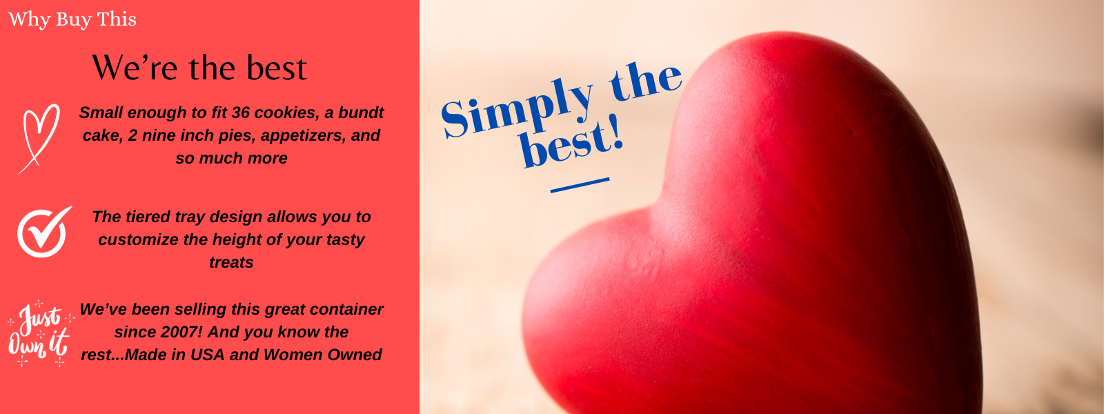 Best frosted cookie storage container, a compact cookie storage container designed for frosted cookies.  Rated #1 cookie storage container.  Made in USA.  Women Owned.